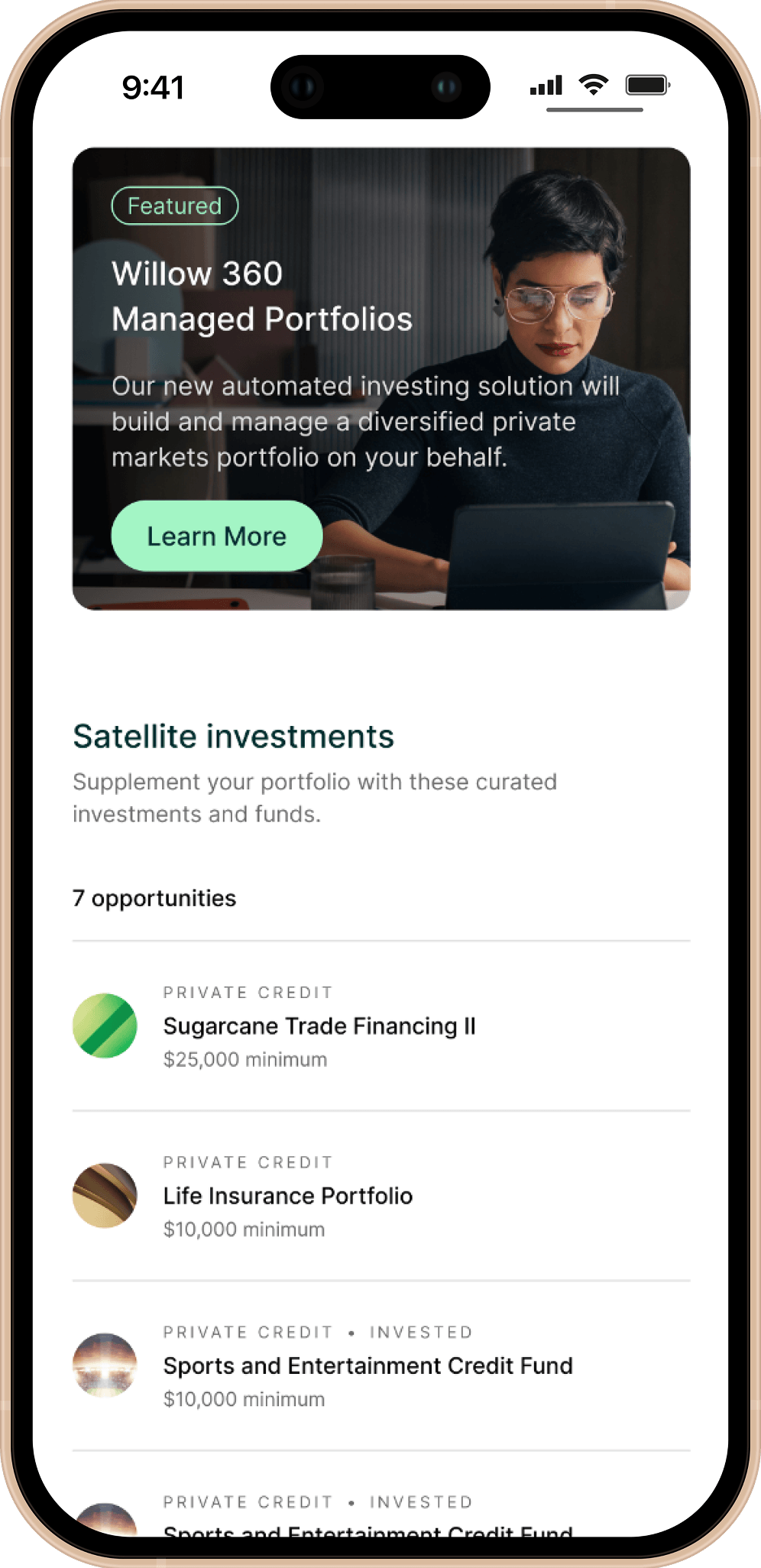 Marketplace homepage on mobile